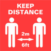 コロナウイルス社会的分布床標識 シール (正面)