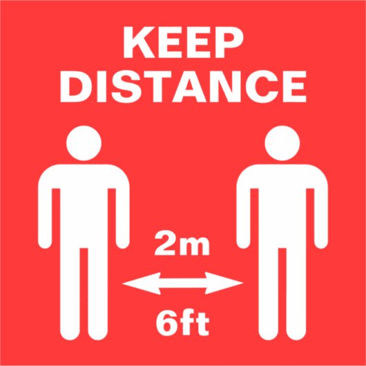 コロナウイルス社会的分布床標識 シール (正面)