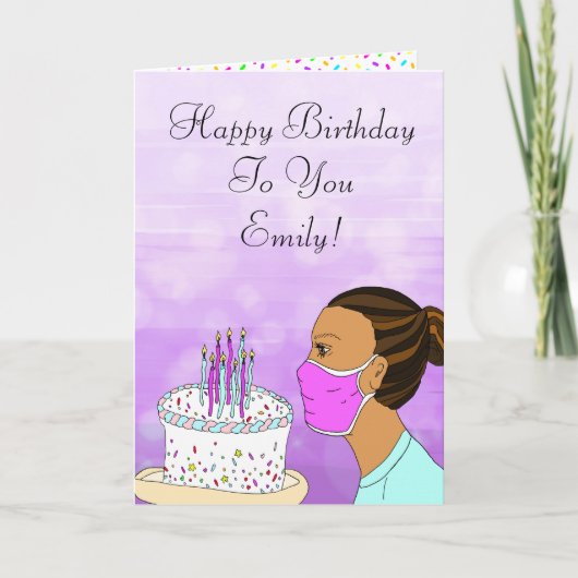 コロナウイルス誕生日の願い カード (正面)