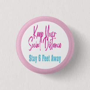 コロナウイルス警告健康の社会的分布ピンク 缶バッジ