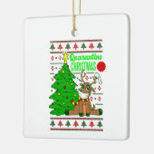 コロナウイルス顔マスクトナカイのクリスマスロックダウン セラミックオーナメント (左)