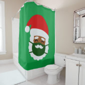 コロナウイルス顔マスクブラックサンタ シャワーカーテン (インサイチュ)