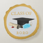 コロナウイルス・マスク Covid 2020 卒業生クラス ラウンドクッション (裏面)