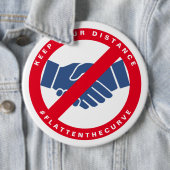 コロナウイルスNo Handshake #FLATTENTHECURVE Red 缶バッジ (インサイチュ)