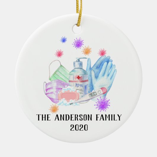 コロナウパーソナライズされたイルス2020コビデクリツマス セラミックオーナメント (正面)