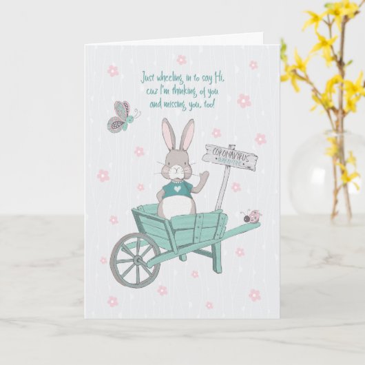 コロナウ考えるイルスのお前と恋しく思お前のウサギ カード (黄色い花)