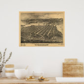 コロナドカリフォルニア1880年代アンティークパノラママップ ポスター (キッチン)