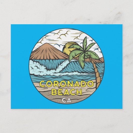 コロナドビーチカリフォルニアヴィンテージ ポストカード (正面)