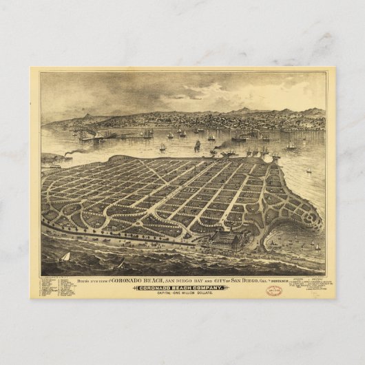 コロナドビーチサンディエゴカリフォルニア(1880) ポストカード (正面)