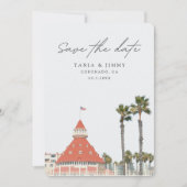 コロナド結婚のサンディエゴ日付を保存 招待状 (正面)