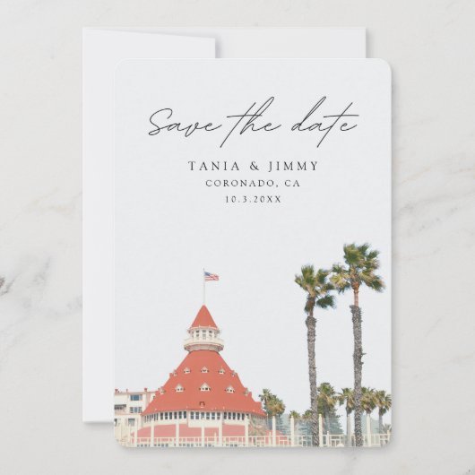 コロナド結婚のサンディエゴ日付を保存 招待状 (正面)