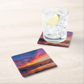 コロナド2号から太平洋上の夕日 スクエアペーパーコースター (インサイチュ)