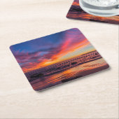 コロナド2号から太平洋上の夕日 スクエアペーパーコースター (アングル)