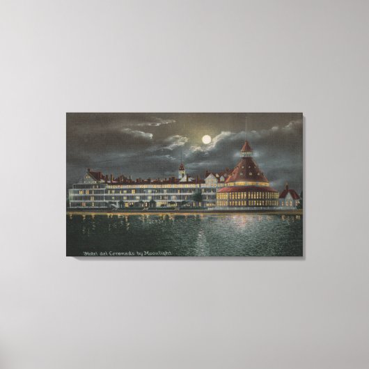 コロナド、CA – モーンライトビューオブホテルデルコロナド キャンバスプリント (正面)