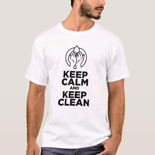 コロナ保ウイルスの保静けさとクリーン Tシャツ (正面)