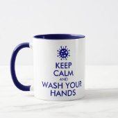 コロナ保ウイルスの手を落ち着けて洗い流す マグカップ (左)