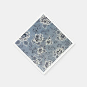 コロニアルかわいらしブルーの花 | 紙ナプキン スタンダードカクテルナプキン (角)