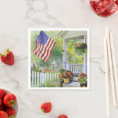 コロニアルカントリーホームアメリカンフラッグフロントポーチ スタンダードカクテルナプキン (インサイチュ)