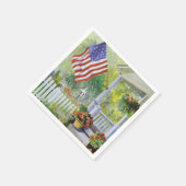 コロニアルカントリーホームアメリカンフラッグフロントポーチ スタンダードカクテルナプキン (角)