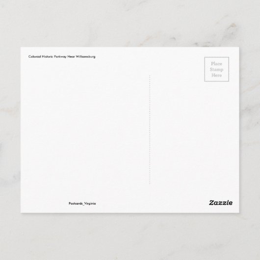 コロニアルヒストリックパークウェイ#1 ポストカード (裏面)