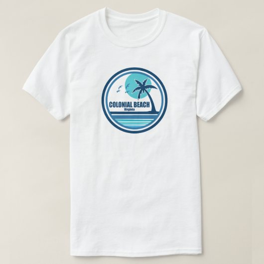 コロニアルビーチ バージニア州 ヤシの木 鳥 Tシャツ (デザイン正面)
