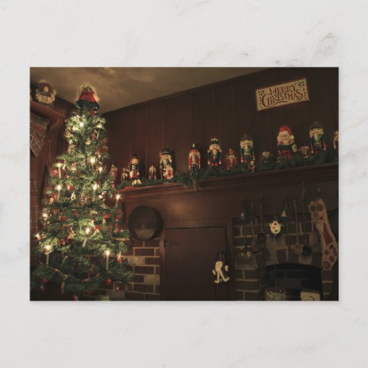 コロニアル初期のカントリークリスマスホリデー シーズンポストカード (正面)