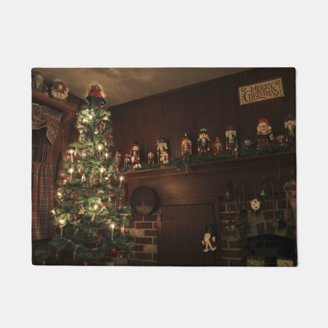 コロニアル初期のカントリークリスマスホリデー ドアマット (正面)