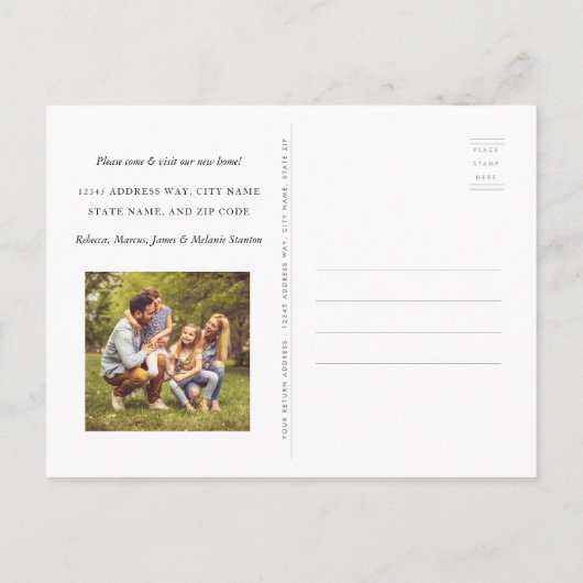 コロニアル威厳のあるドアイラストレーション秋移動 案内ポストカード (裏面)