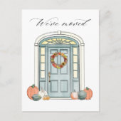 コロニアル威厳のあるドアイラストレーション秋移動 案内ポストカード (正面)