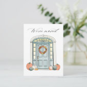 コロニアル威厳のあるドアイラストレーション秋移動 案内ポストカード (スタンド正面)