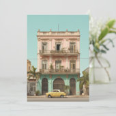 コロニアル建物イエローカーハバナキューバ 招待状 (スタンド正面)