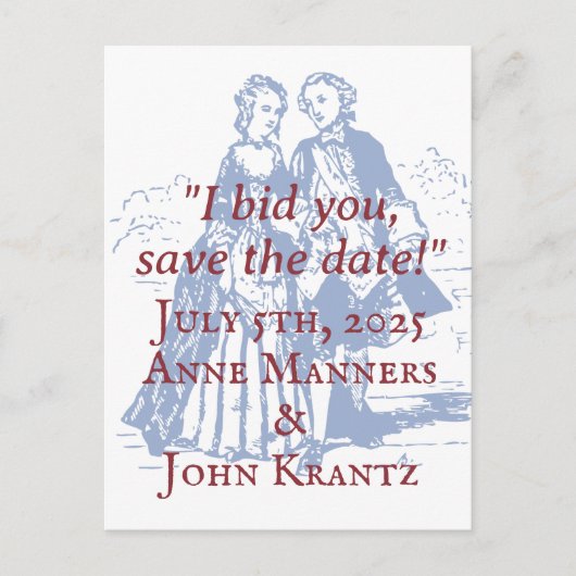 コロニアル救アメリカのカップル ポストカード (正面)