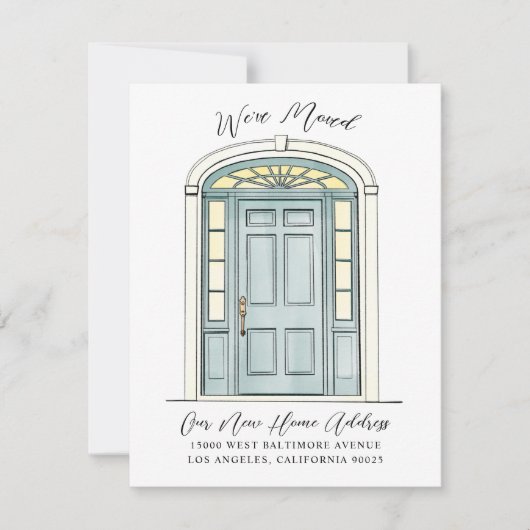 コロニアル魅力的ドアイラストレーション移動 案内状 (正面)