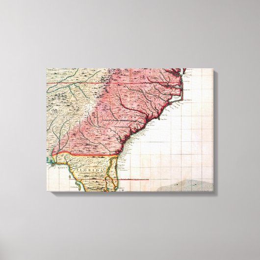 コロニアル・アメリカの地図, 1733 キャンバスプリント (正面)