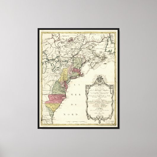 コロニアル・アメリカの地図by Matthaus Lotter (1776) キャンバスプリント (正面)