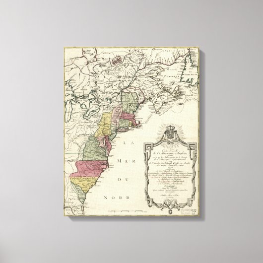 コロニアル・アメリカの地図by Matthaus Lotter (1776) キャンバスプリント (正面)