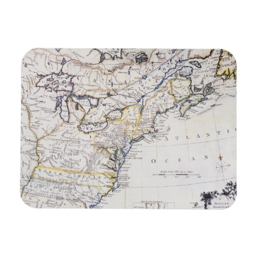 コロニアル・アメリカ：マップ， c1770 マグネット (横)