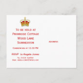 コロネーションお祝いパーティの招待状 インビテーションポストカード (裏面)