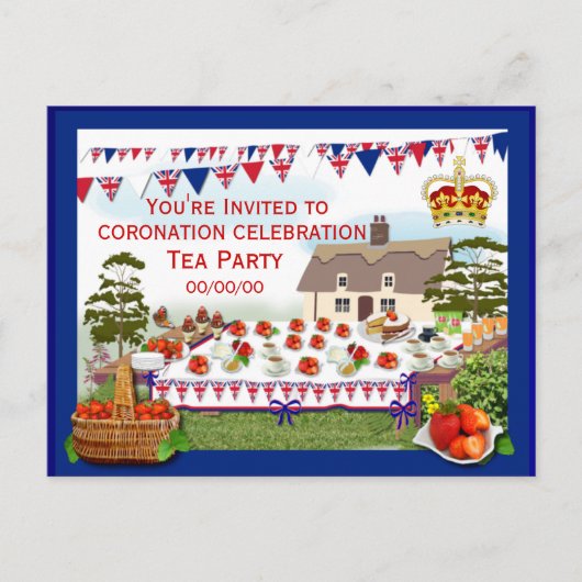 コロネーションお祝いパーティの招待状 インビテーションポストカード (正面)