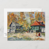 コロビンロシアの村の秋 ポストカード (正面/裏面)