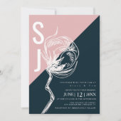 コロブロックタイポグラフィ植物綿結婚ズ 招待状 (正面)