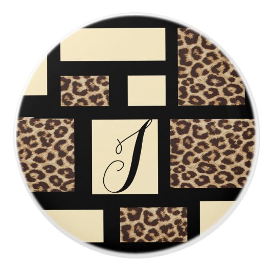 コロブロックヒョウプリントベッドルームドレッサー セラミックノブ (正面)