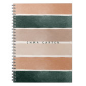 コロブロックブラウン&グリーン抽象芸術ストライプモノグラム ノートブック (正面)