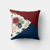 コロブロックボホ開花 |ブルゴーニュとネイビーパターン クッション (正面)