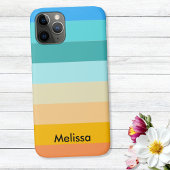 コロブロック横ストライプピーチグリーンモノグラム Case-Mate iPhoneケース