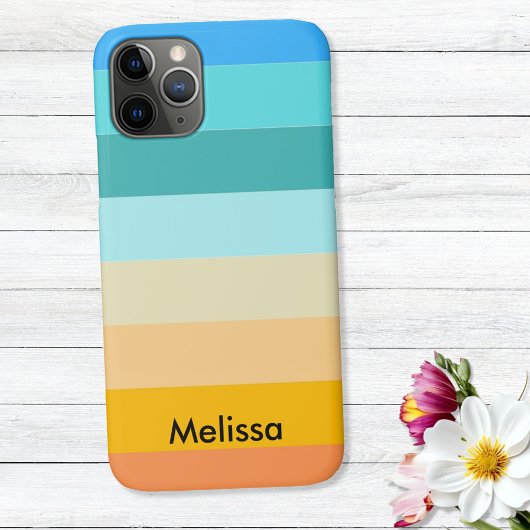 コロブロック横ストライプピーチグリーンモノグラム Case-Mate iPhoneケース