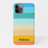 コロブロック横ストライプピーチグリーンモノグラム Case-Mate iPhoneケース (裏)