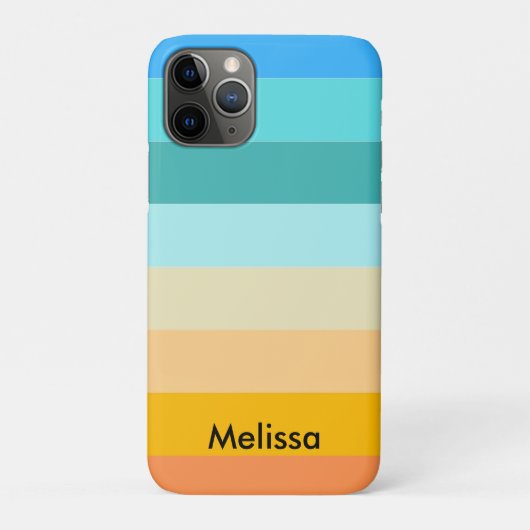 コロブロック横ストライプピーチグリーンモノグラム Case-Mate iPhoneケース (裏)