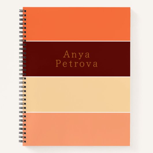 コロブロック水平ストライプオレンジ&ピーチ ノートブック (正面)