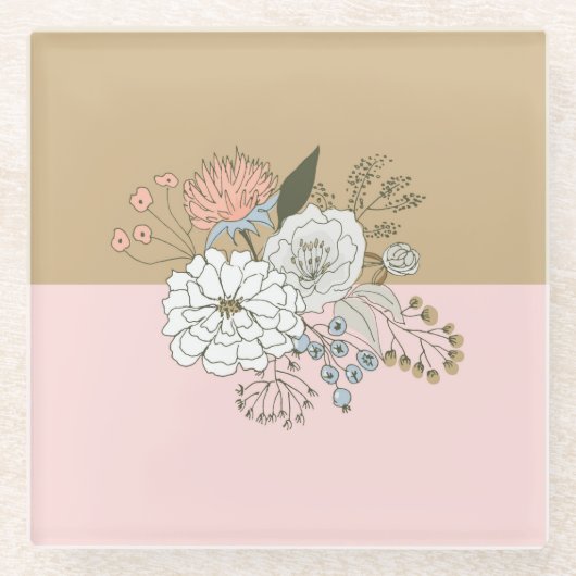 コロブロモダンック花束 ガラスコースター (正面)